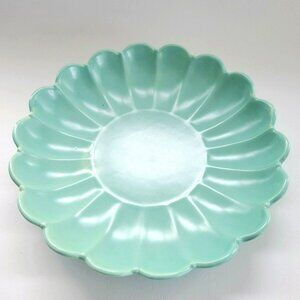 Vintage Haeger Pottery Mint Green 13" Serving Platter / Console Bowl, Scalloped